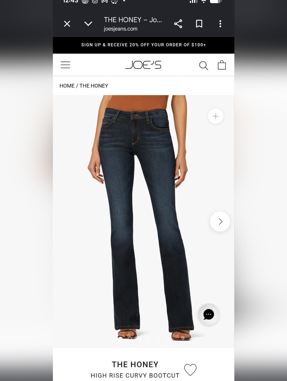 Joe's Dark Wash Honey Bootcut Jeans Womens